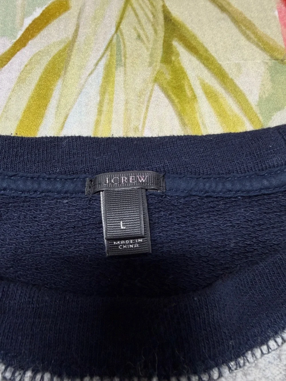 J. Crew Navy and Light Gray Raglan Crewneck Sweater